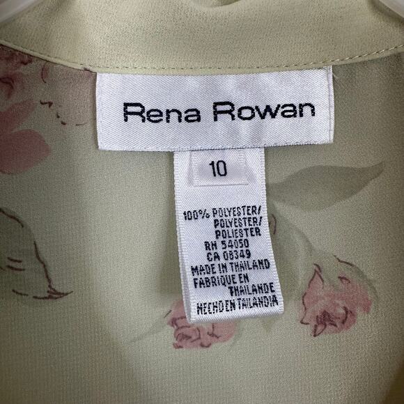 Rena Rowan Green Sheer Button Down Floral Blouse - Picture 6 of 7